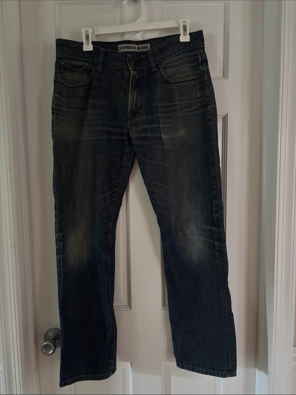 Express Men's Straight Jeans in Dark Wash Blue